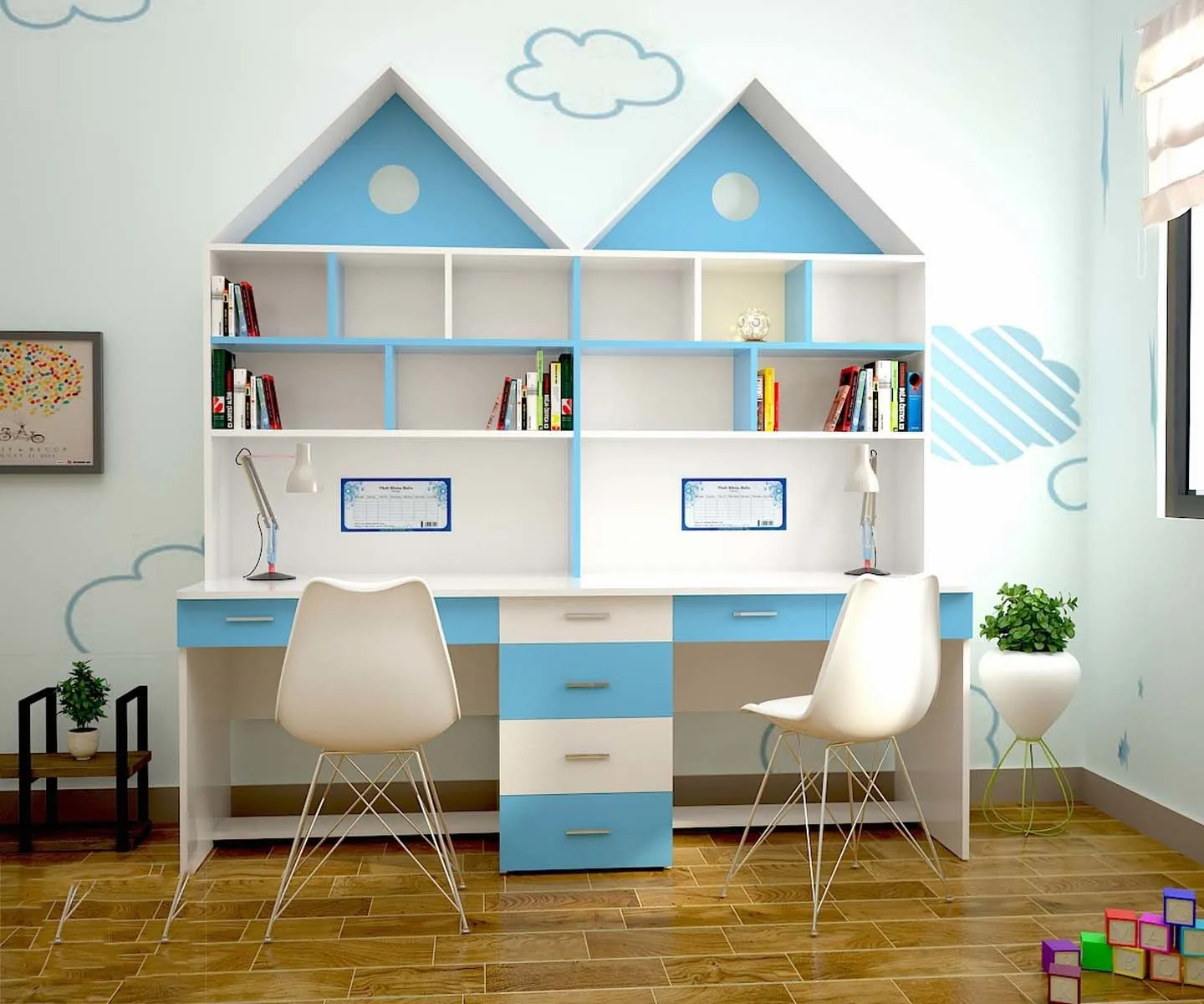 Kích thước bàn đôi học sinh tiểu học đúng chuẩn công thái học