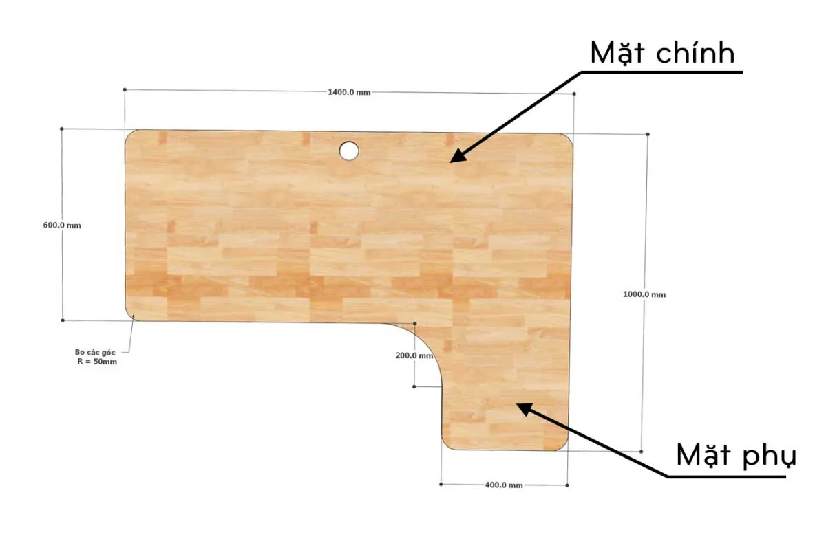 Kích thước bàn làm việc chữ L