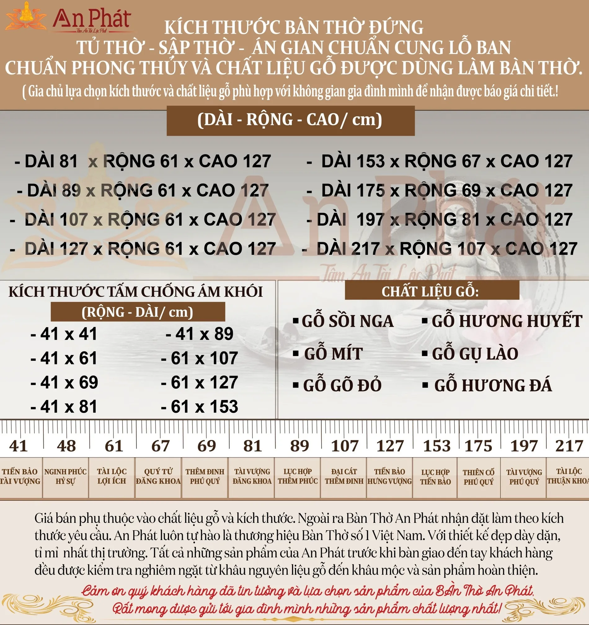 Bảng kích thước bàn thờ theo chuẩn Lỗ Ban phong thủy, giúp gia chủ chọn lựa chuẩn xác