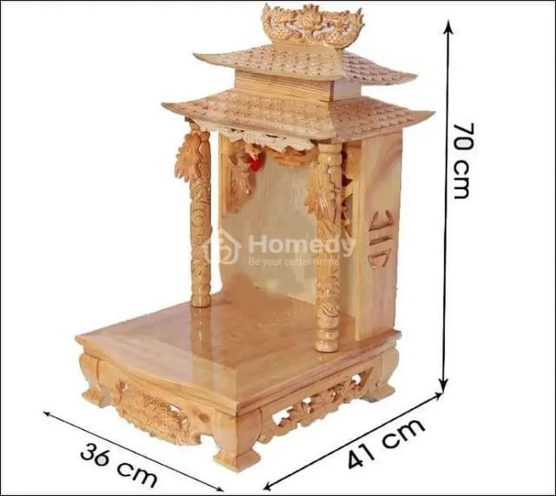 kích thước bàn thờ ông địa đặt trong không gian phòng khách