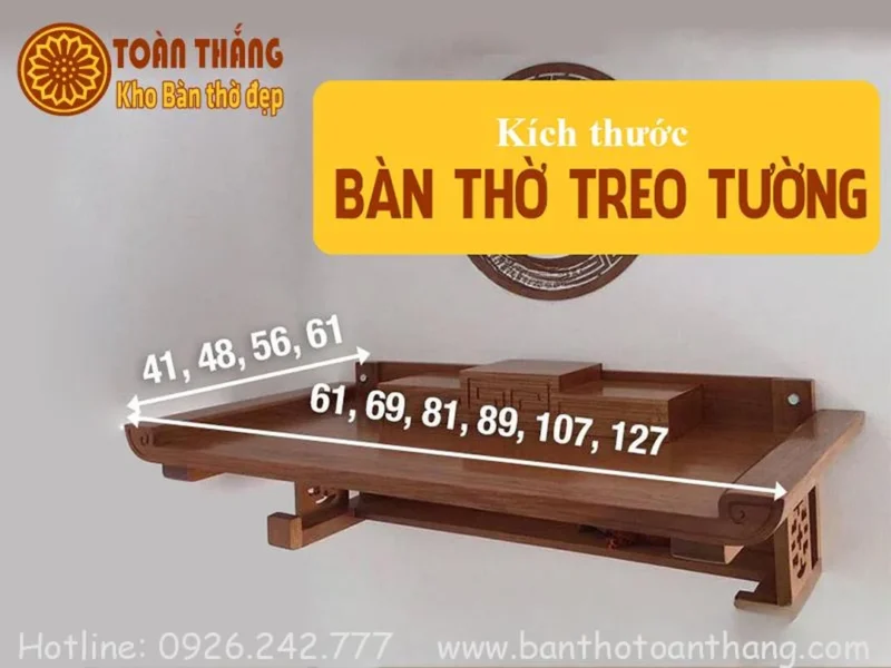 Kích thước bàn thờ treo tường chuẩn phong thủy