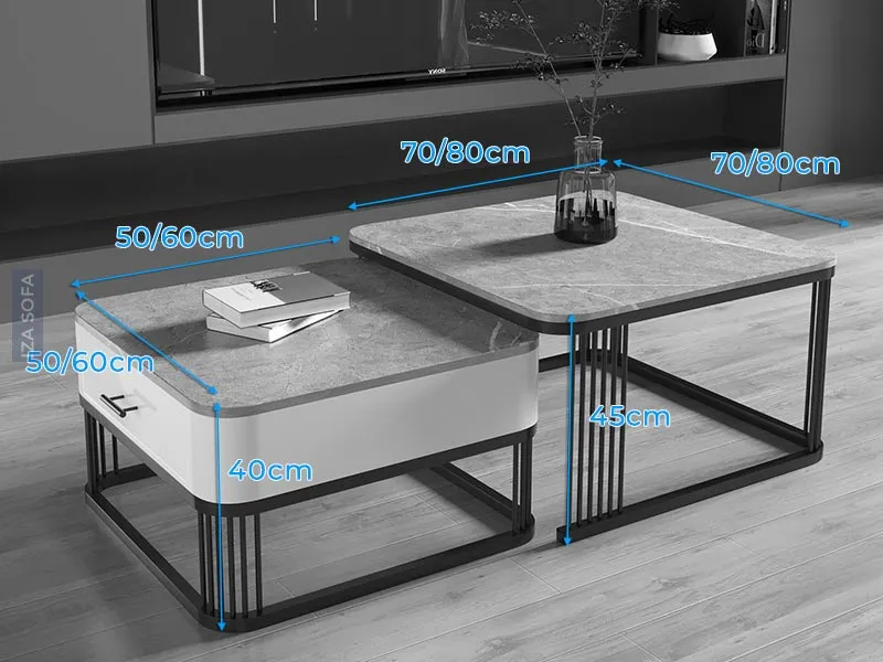 Thông số kích thước kỹ thuật bàn trà chân sắt mặt đá mã ZB28
