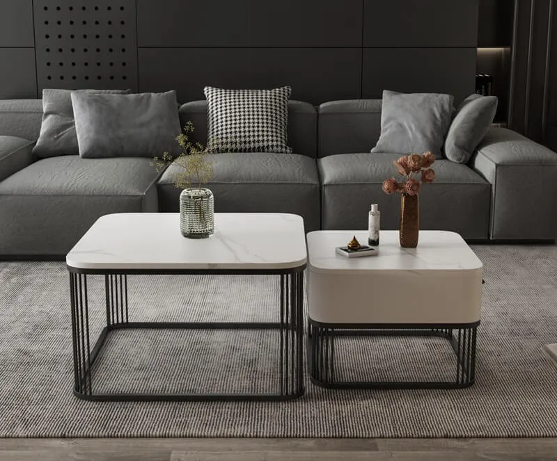 Bàn trà tròn đôi lồng ghép