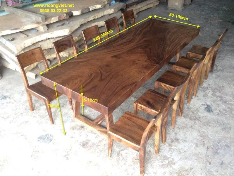 Bàn ăn 10 ghế gỗ me tây