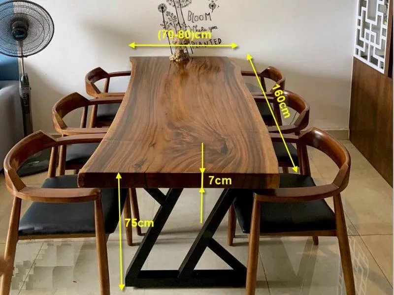 Bàn ăn 6 ghế Hiroshima tựa thấp