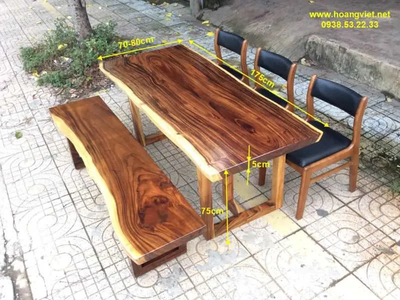 Bàn ăn 6 ghế Bella và băng dài