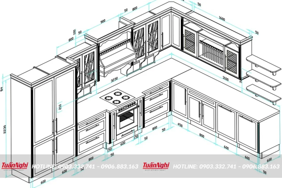 Kích thước các loại tủ bếp
