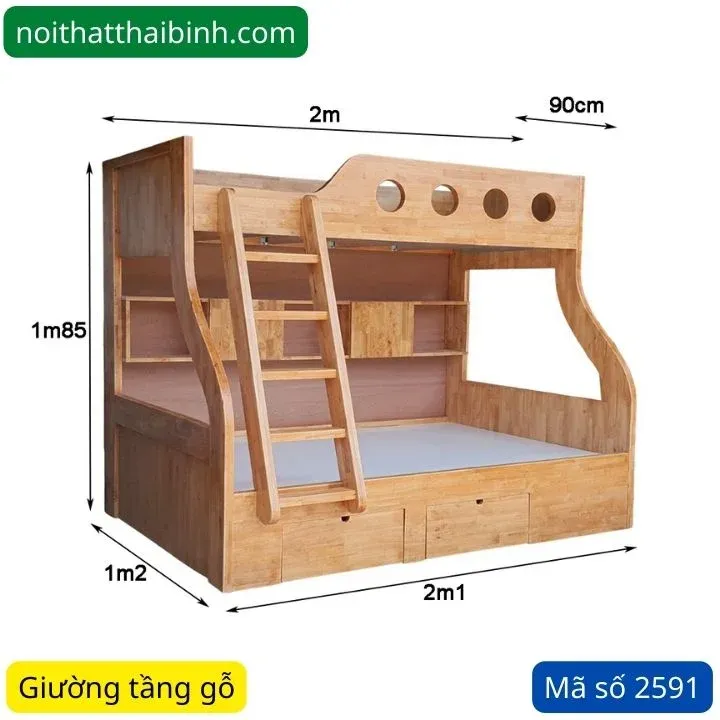 Kích thước giường tầng gỗ 1 2m