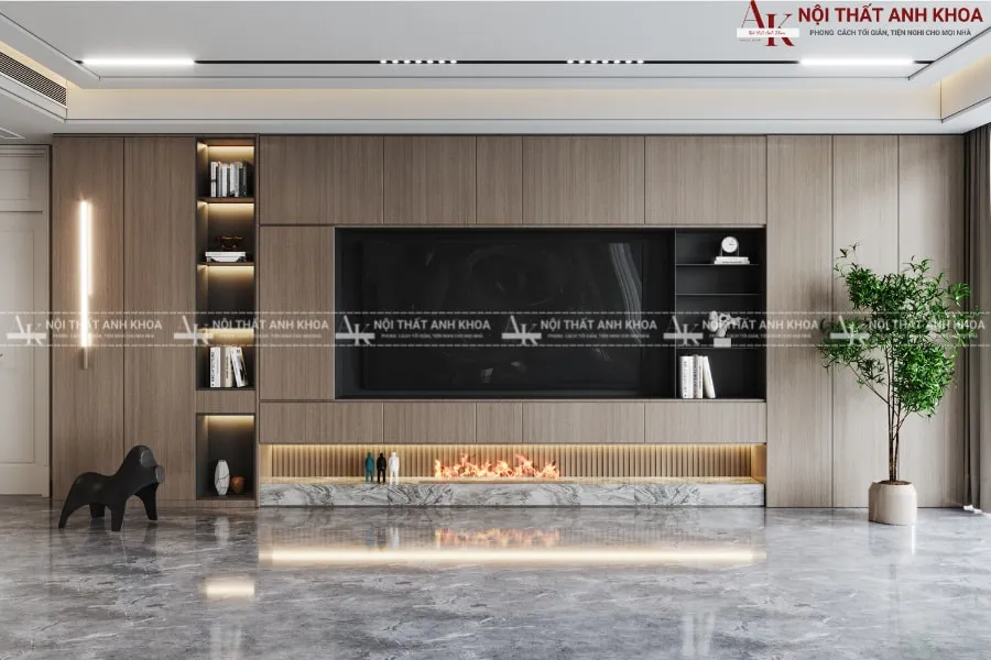 Kích thước kệ tivi phòng khách theo phong cách