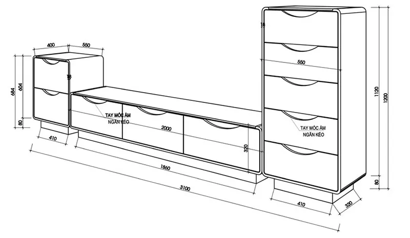 Kệ tivi phòng ngủ gỗ công nghiệp