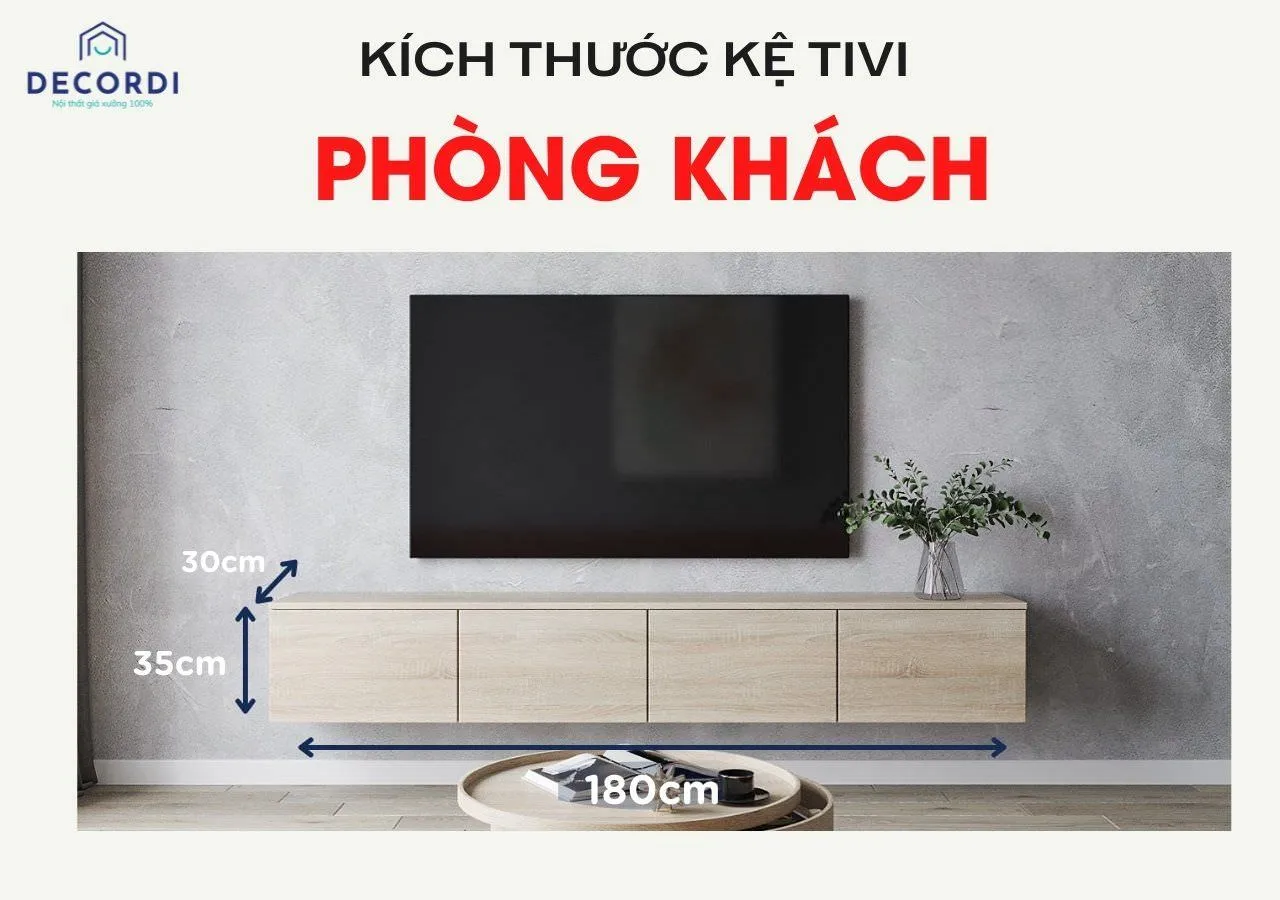 Kệ tivi treo tường gỗ công nghiệp MDF phủ melamine, thiết kế tối giản phong cách hiện đại