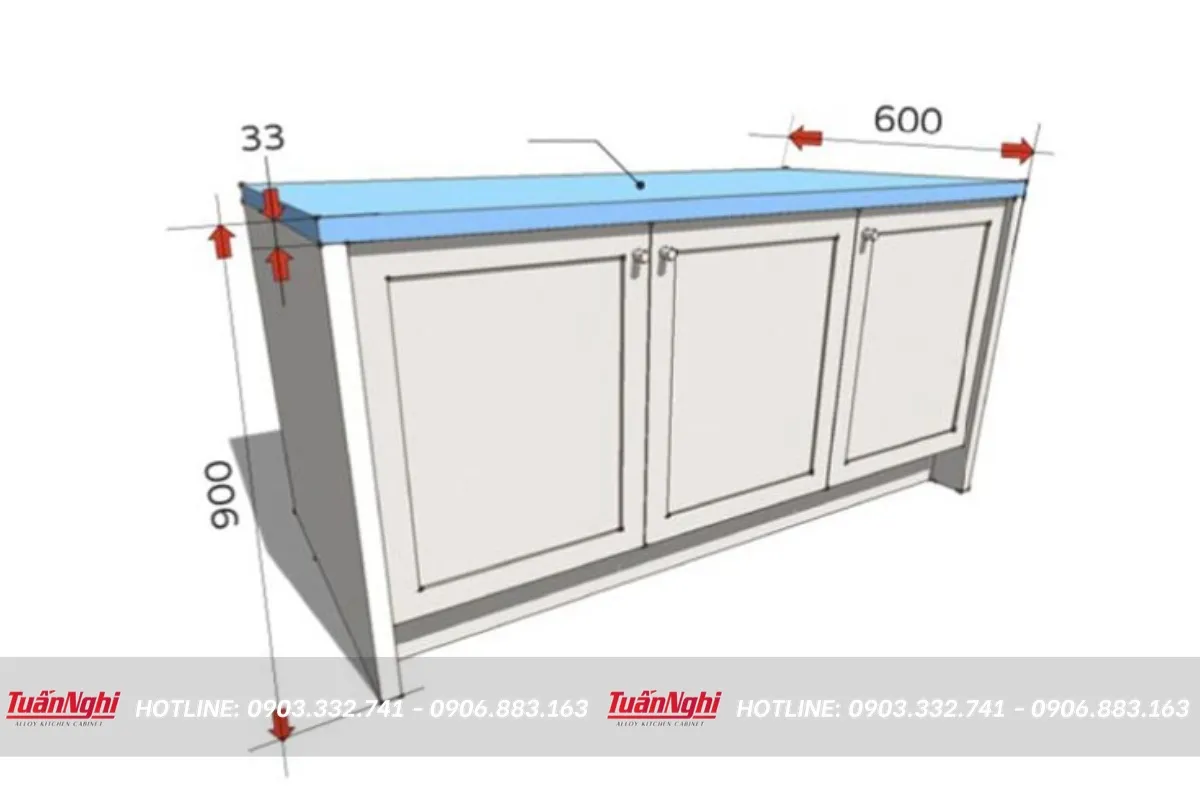 Kích thước mặt đá tủ bếp