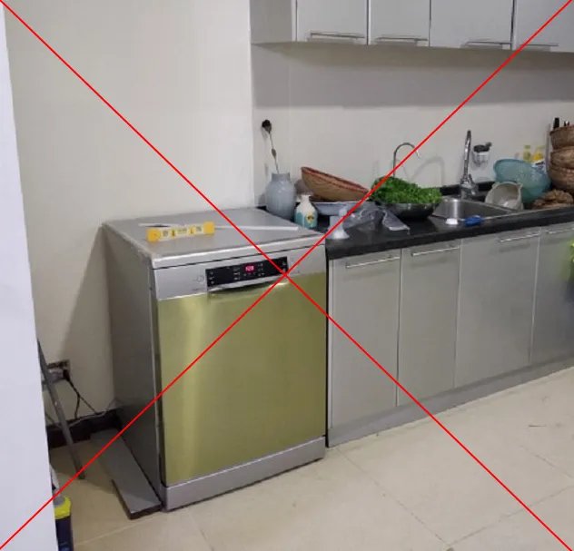 Tủ bếp quá thấp không thể đưa máy rửa bát vào khoang tủ