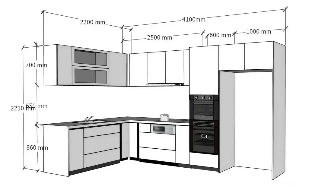 Cấu tạo hệ tủ bếp tiêu chuẩn