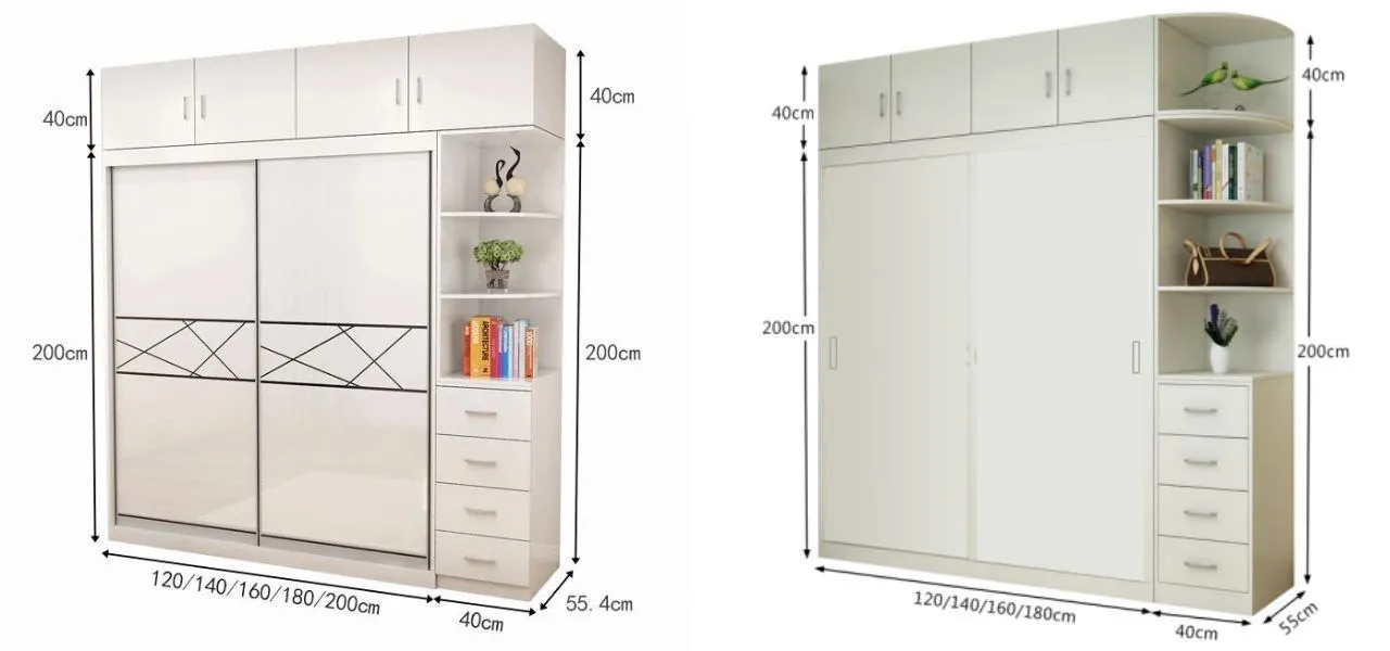 Tủ quần áo 6 cánh cánh lùa tiết kiệm diện tích