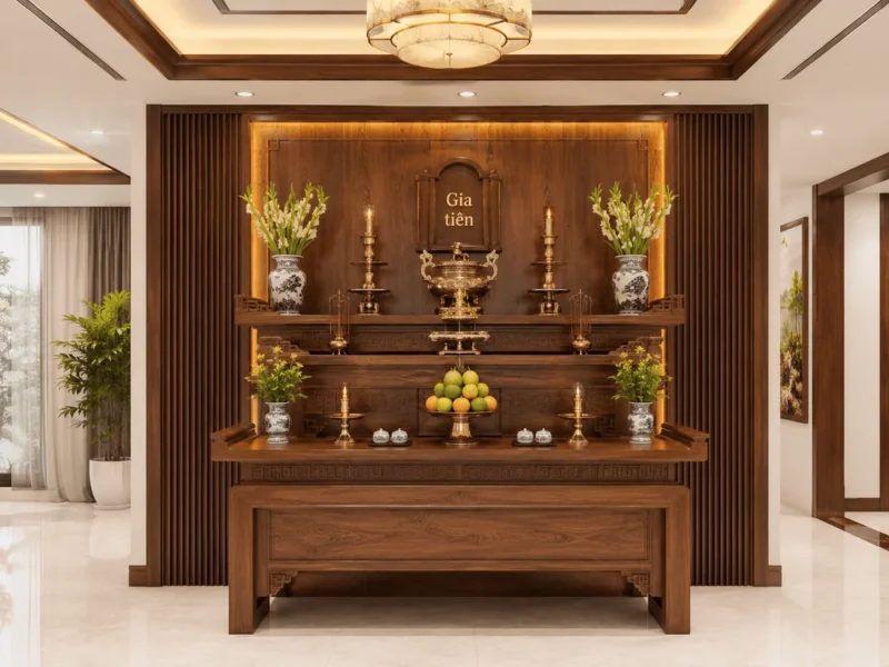 Kích thước và cấu trúc bàn thờ tam cấp hiện đại