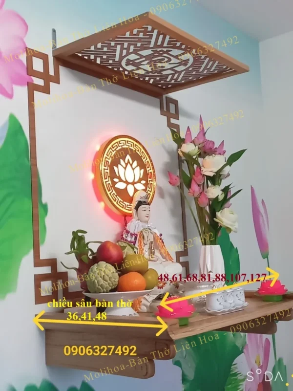 Kích thước và chiều cao bàn thờ treo tường chuẩn phong thủy