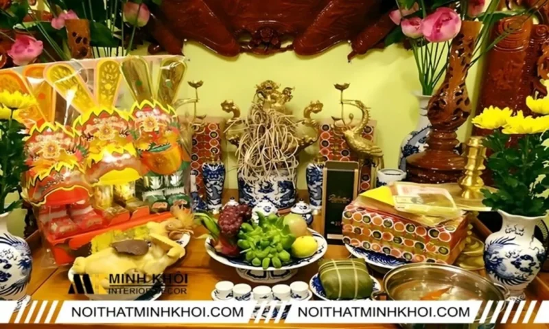 Bàn thờ ông Táo trong không gian bếp nhỏ kiêng kỵ khi đặt bàn thờ ông Táo trong tủ bếp nhỏ