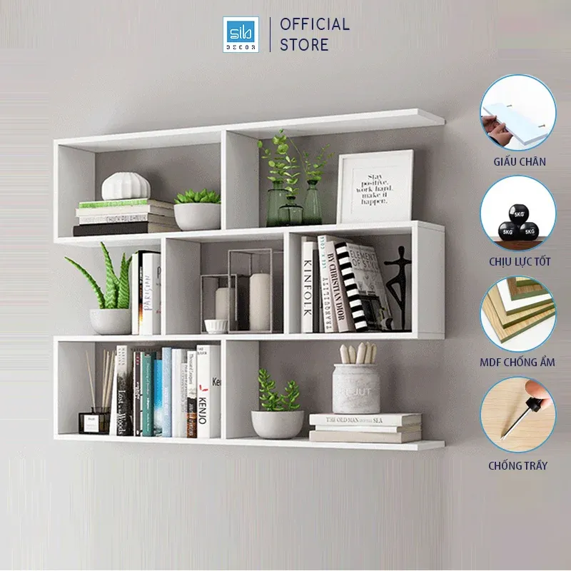 Kệ sách treo tường với chiều cao tầng 25cm