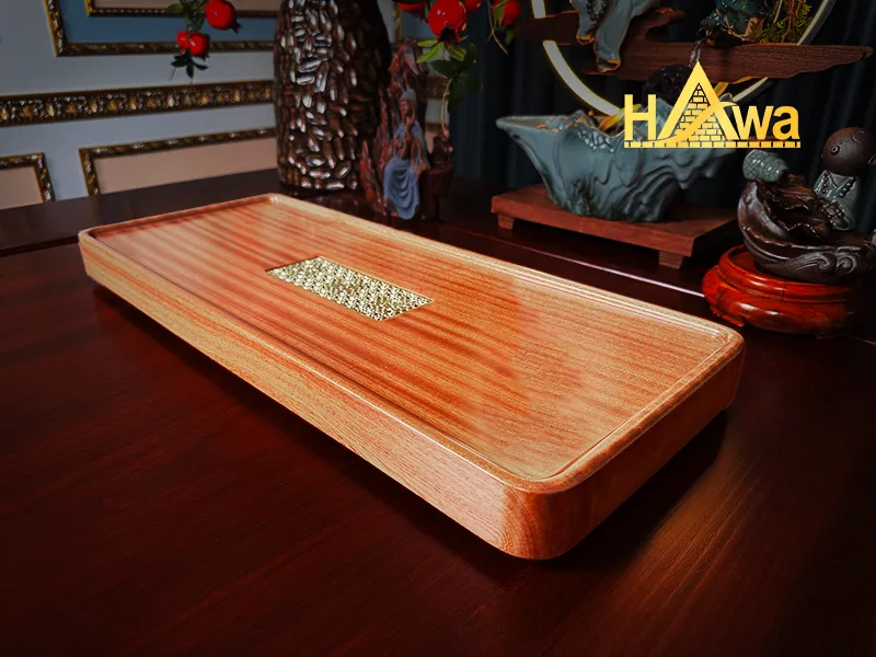 Mẫu khay trà gỗ hương nguyên khối Nam Phi sang trọng với vân gỗ tự nhiên