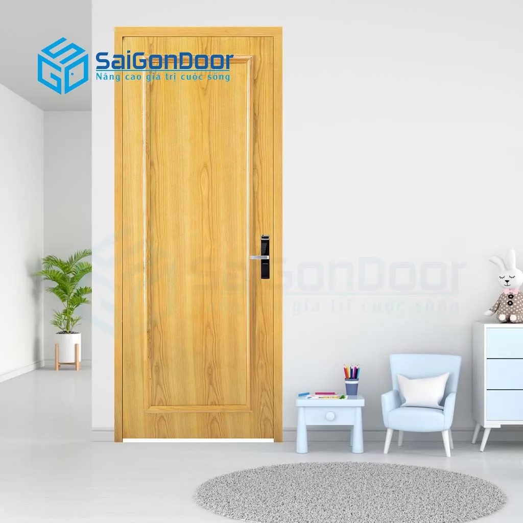 Mẫu cửa gỗ phòng ngủ hiện đại màu vàng