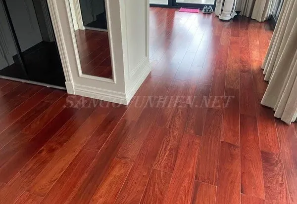 Sàn gỗ hương đỏ trong phòng khách