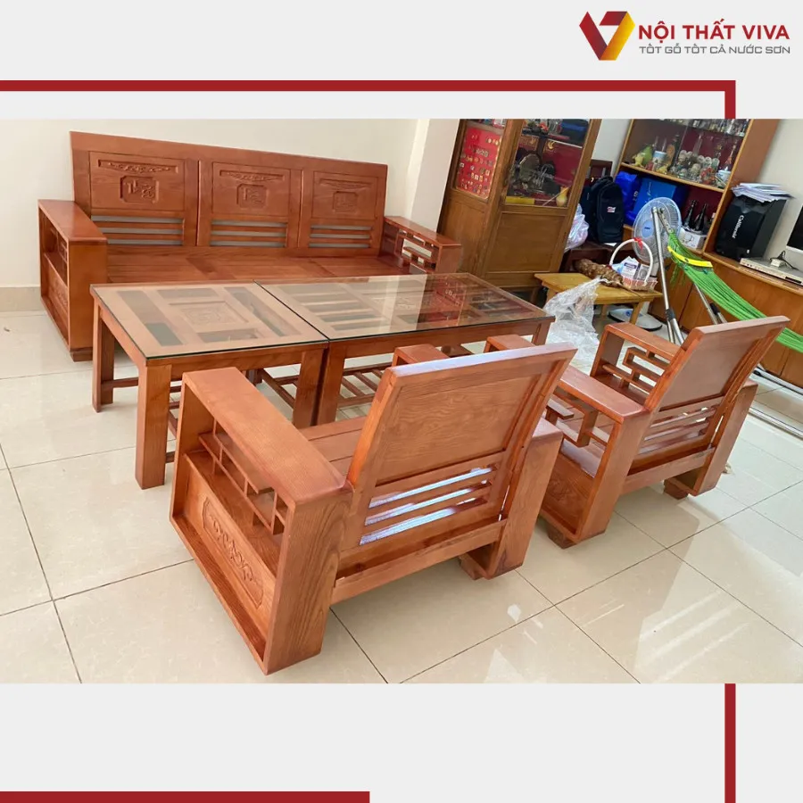 Mẫu bàn ghế gỗ tự nhiên chất lượng cao cho phòng khách mini