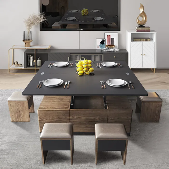 Bộ bàn ghế gỗ mini phòng khách đa năng tích hợp ngăn kéo lưu trữ