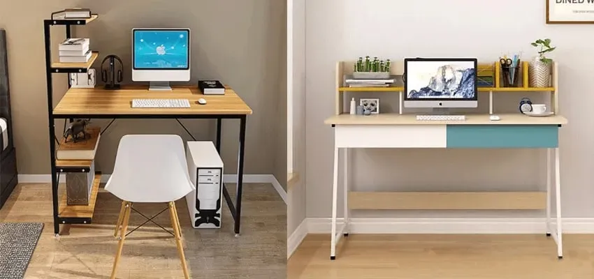 Mẫu bàn học đẹp bằng gỗ tự nhiên kết hợp chân sắt tĩnh điện mang vẻ sang trọng