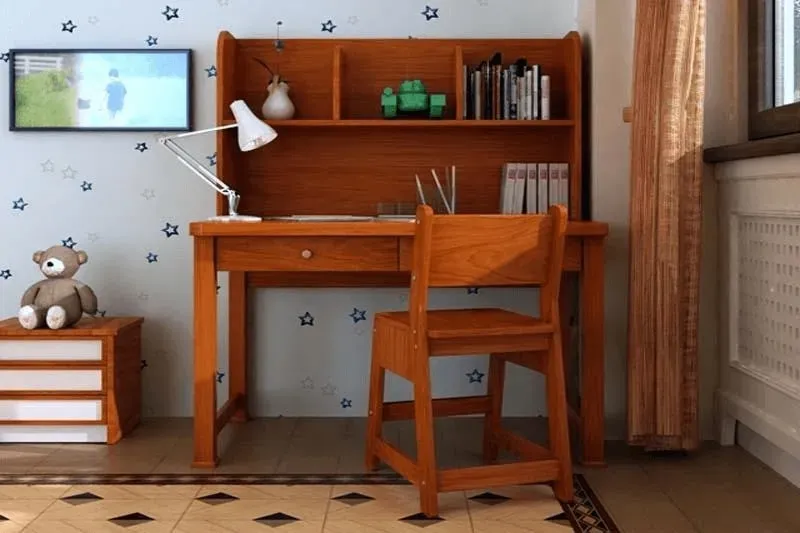 Mẫu bàn học gỗ có kệ sách giúp tối đa hóa không gian lưu trữ