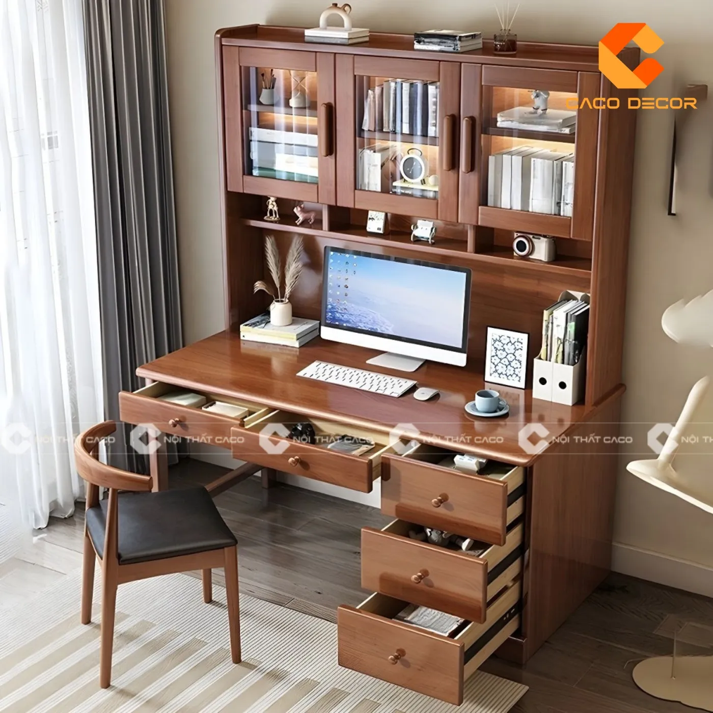 Mẫu bàn học sinh cấp 3 bằng gỗ tự nhiên kiểu dáng mới lạ đẹp mắt