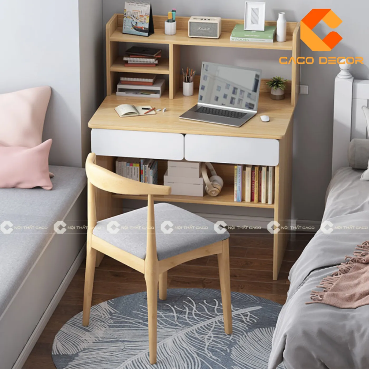 Mẫu bàn học sinh cấp 2 giúp không gian học tập của bé thêm gọn gàng