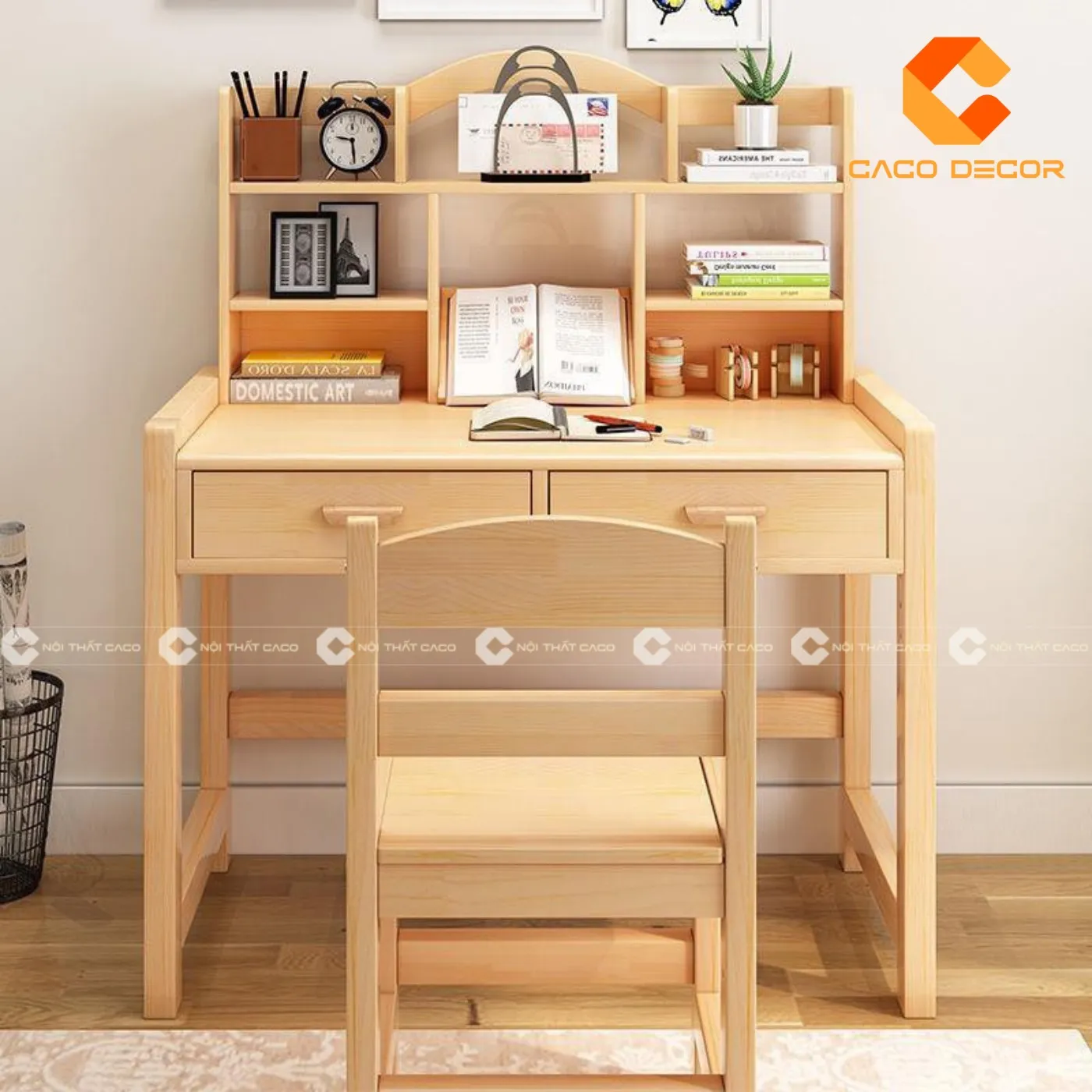 mẫu bàn học sinh bằng gỗ đẹp dành cho bé cấp 1 kiểu dáng tối giản