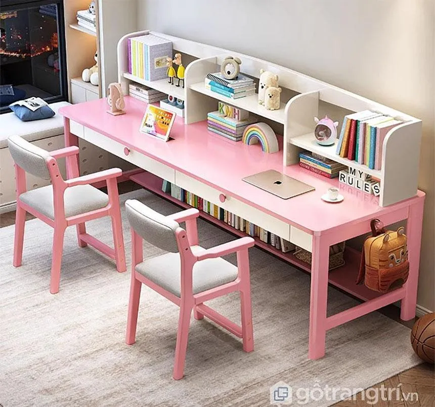 Bàn đôi học sinh có giá sách đẹp GHS-41870