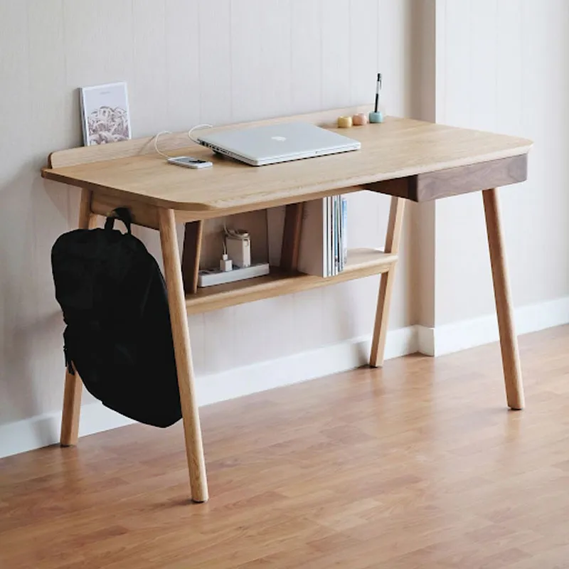 Bàn làm việc bằng gỗ tự nhiên chân to hình chữ nhật rất chắc chắn