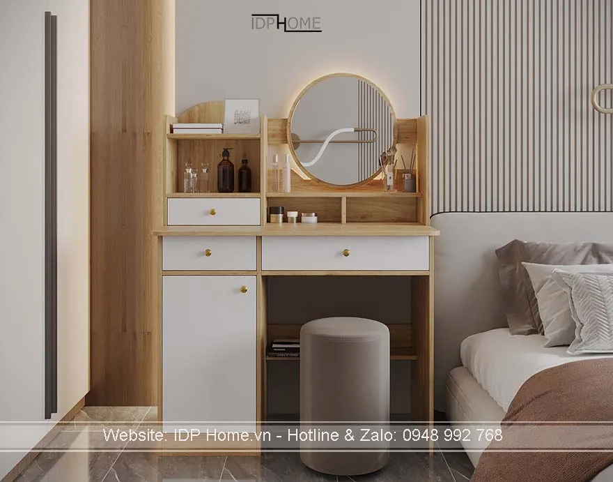 Thiết kế mẫu bàn phấn đơn giản nhưng vẫn đảm bảo đầy đủ công năng sử dụng