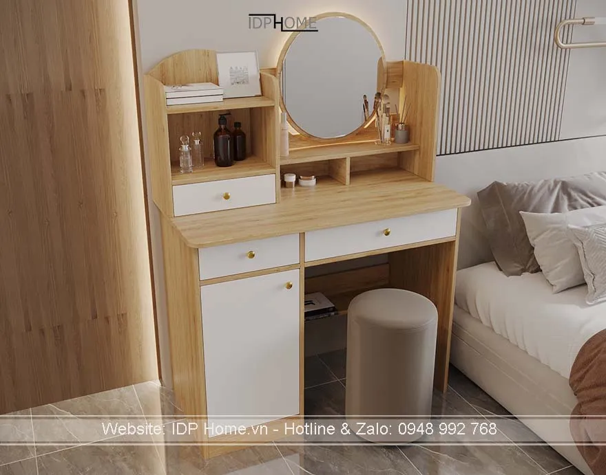 Mẫu bàn phấn hiện đại tập trung vào sự tối ưu không gian lưu trữ