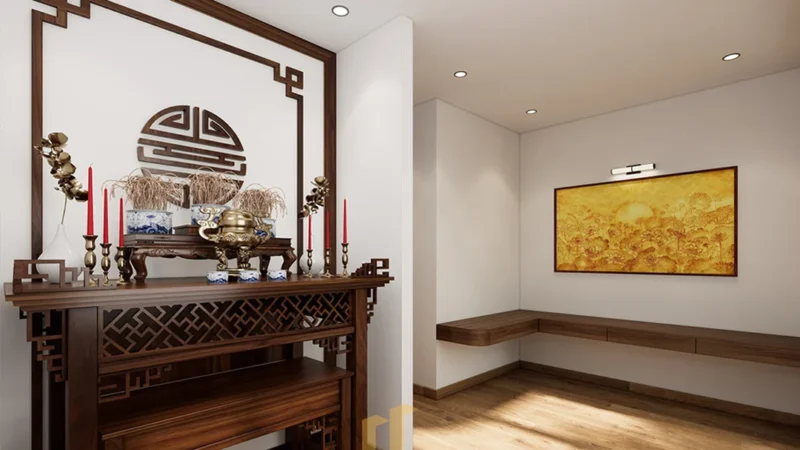 mẫu bàn thờ đẹp hiện đại bố trí tránh khu vực xung trong nhà