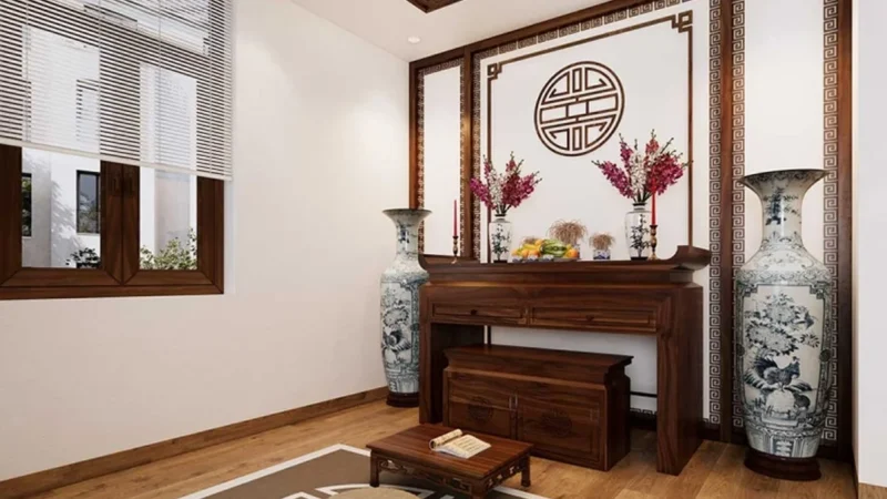 mẫu bàn thờ đẹp hiện đại dạng tủ thờ phổ thông cho nhà phố
