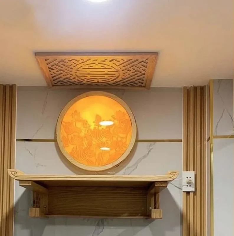 Mẫu bàn thờ treo tường đẹp hiện đại có đèn led mẫu bàn thờ treo tường đẹp hiện đại có đèn led trang trí