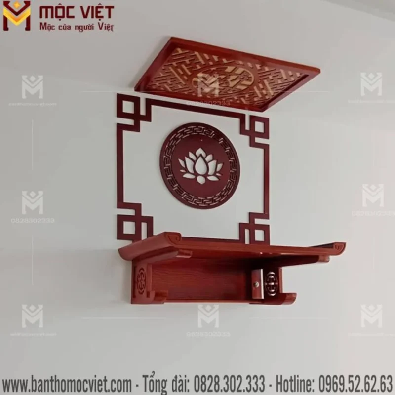 Mẫu bàn thờ treo tường đẹp với kết cấu chân đỡ chịu lực vững chắc