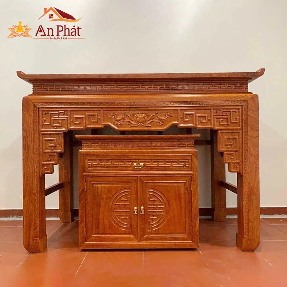 Tủ thờ gỗ đẹp BTD2066 gỗ Hương đá với thiết kế đứng trang trọng