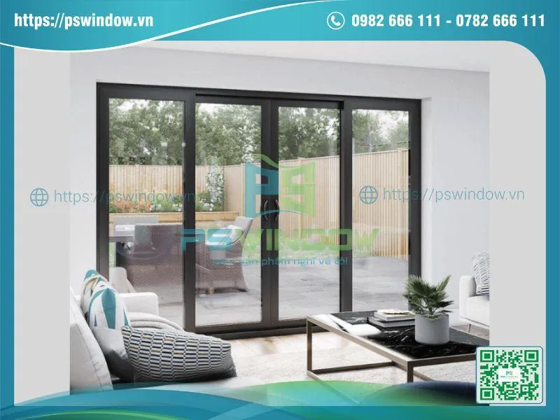Mẫu cửa lùa 4 cánh nhôm kính đẹp