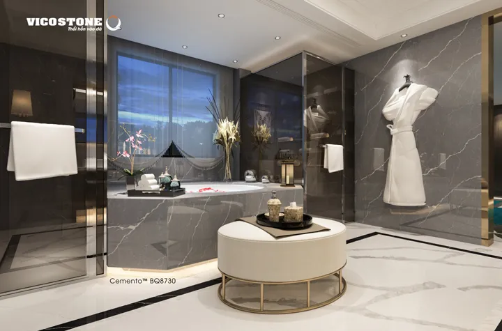Mẫu đá trang trí VICOSTONE Cemento BQ8730 ốp tường