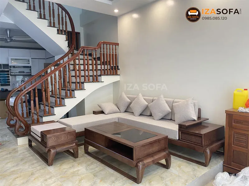 Mẫu ghế gỗ chữ L chân quỳ độc đáo, hiện đại