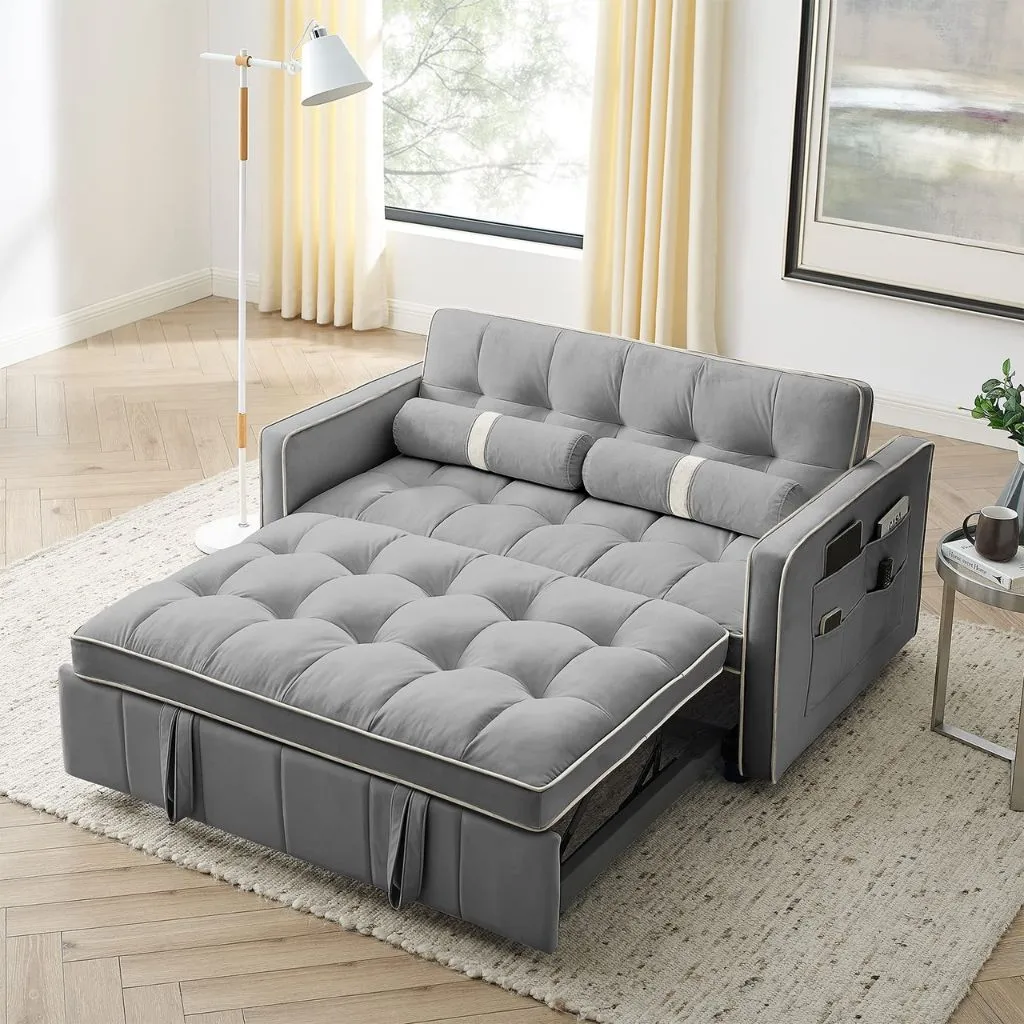Mẫu giường thông minh kết hợp sofa khung thép cao cấp hiện đại