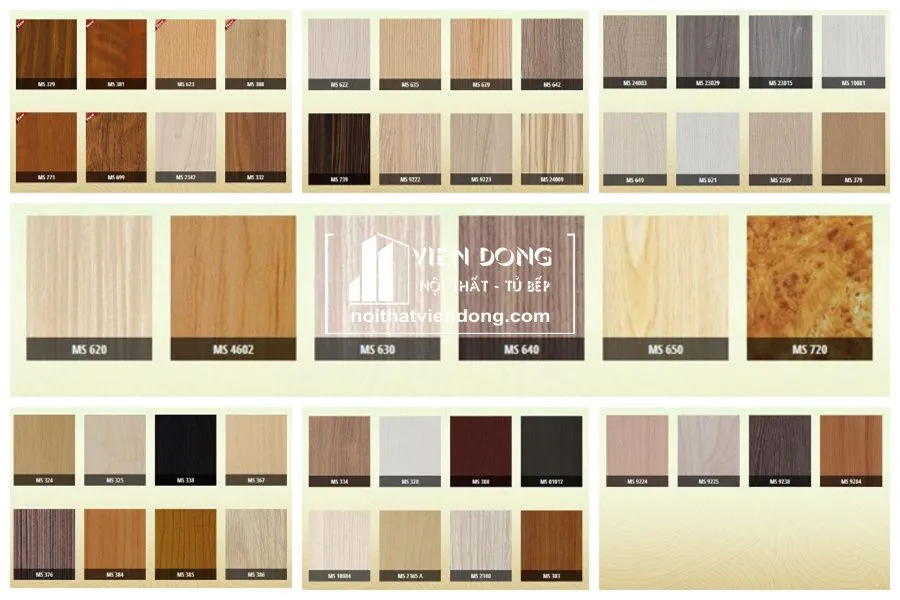 Bảng màu gỗ MFC vân gỗ