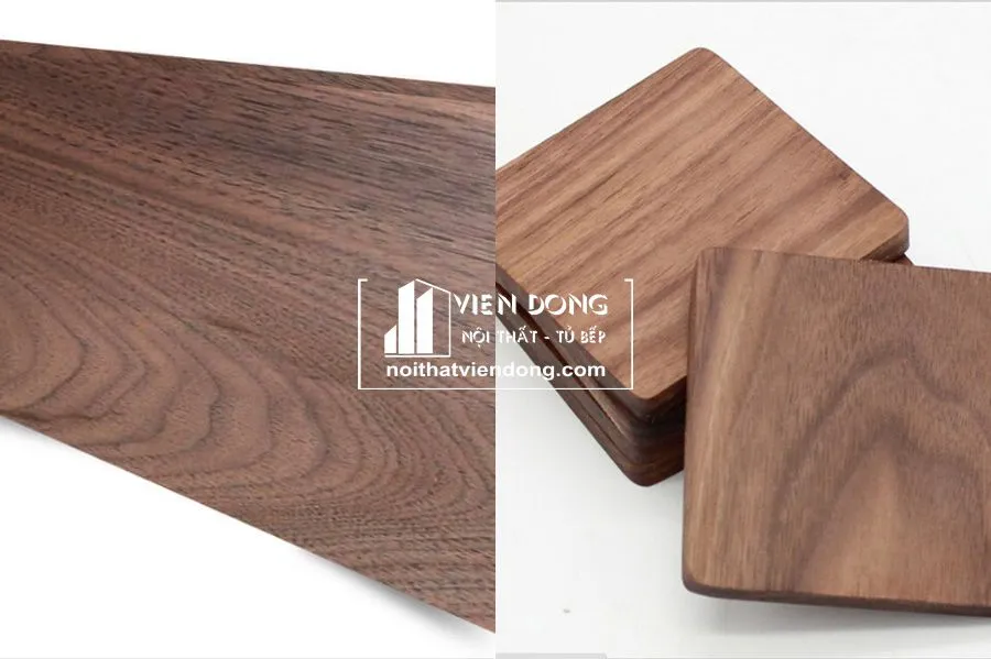 Gỗ óc chó tự nhiên với vân cathedral đặc trưng