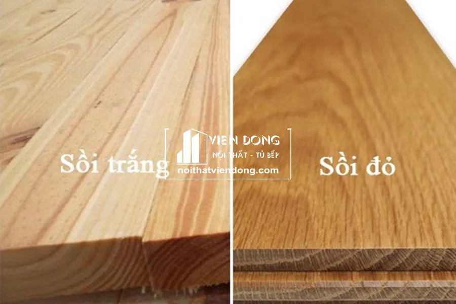 Màu gỗ sồi tự nhiên trước và sau khi hoàn thiện sơn PU