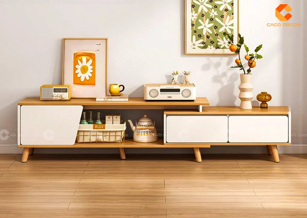 Mẫu tủ kệ tivi chung cư gỗ công nghiệp đơn giản